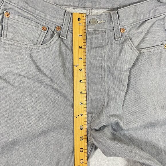Levis 501 Jeans Mens 34x32 (30x28) Gray Button Fly Straight Stone Wash Rugged - Picture 10 of 15